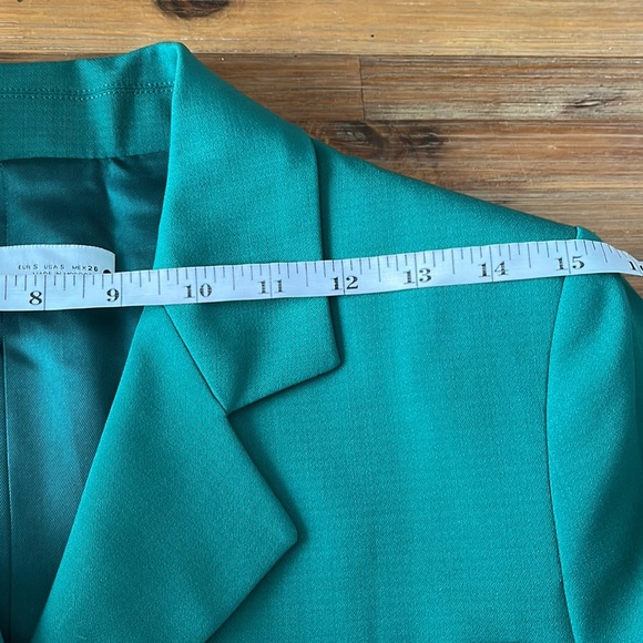 Zara Wool Blend Straight Cut Green Blazer 3 Button - Picture 13 of 15